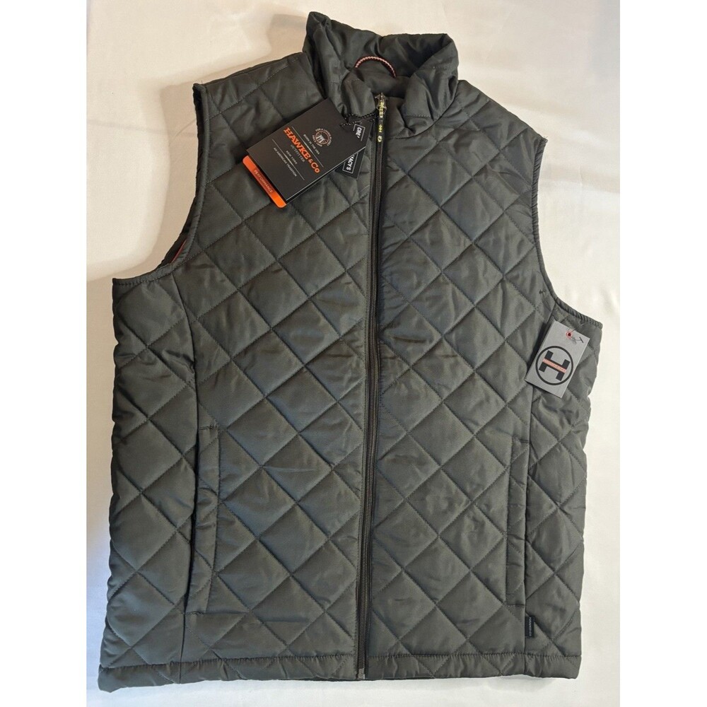 NWT HAWKE & Co Sport Sz S Quilted Puffer Vest Full Zip Gray Performance Outdoor